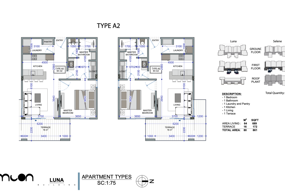 master plan - Moon A2 One Bed Luna & Selene