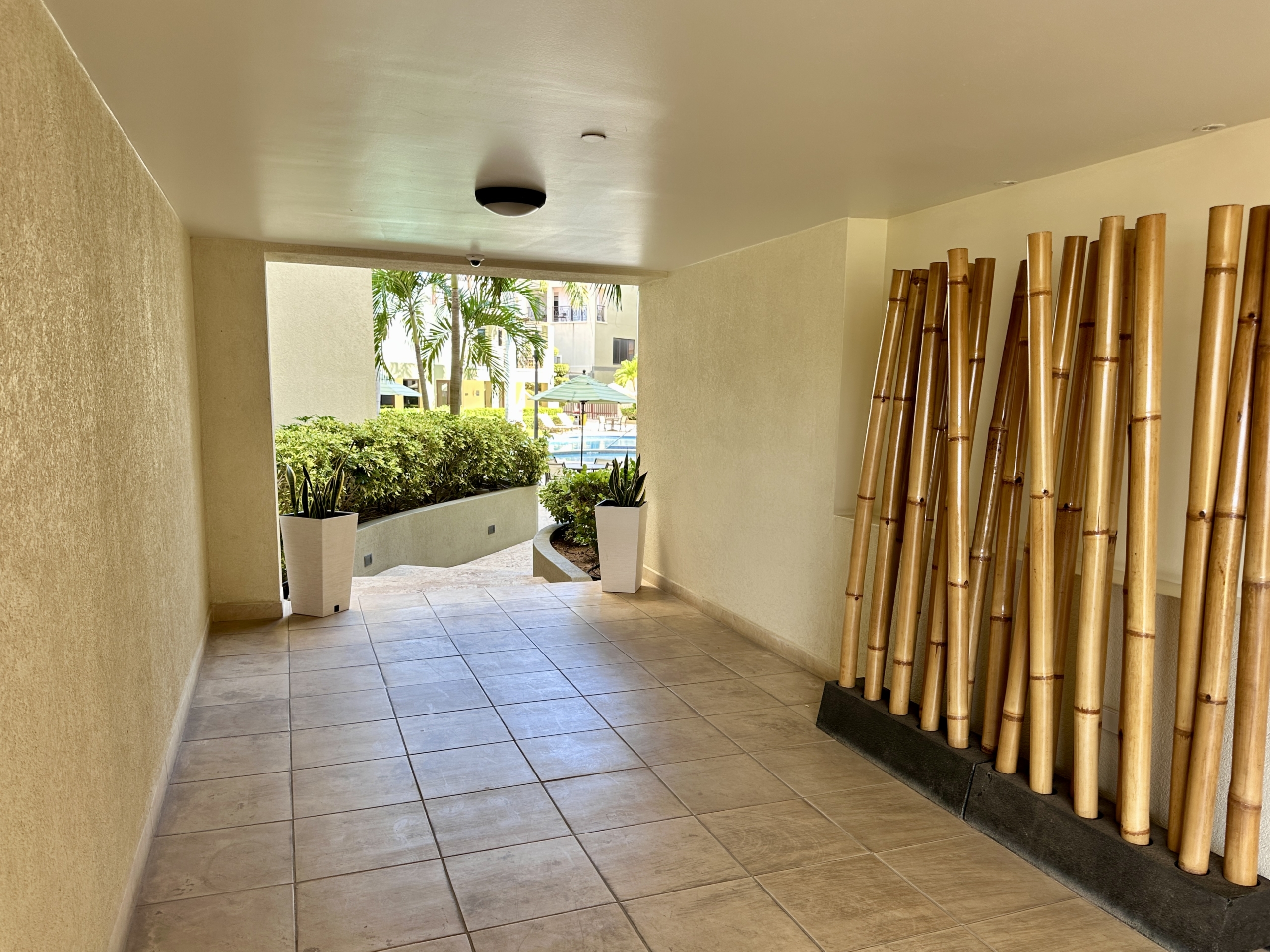 Bambu decor at PalmAruba Condo on 4th floor in Aruba