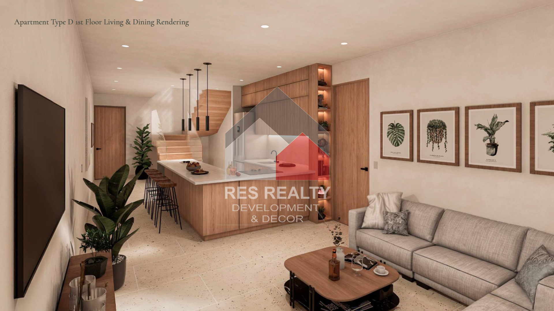 living room -kitchen - Aruba Condos for Sale – at Washington Gardens