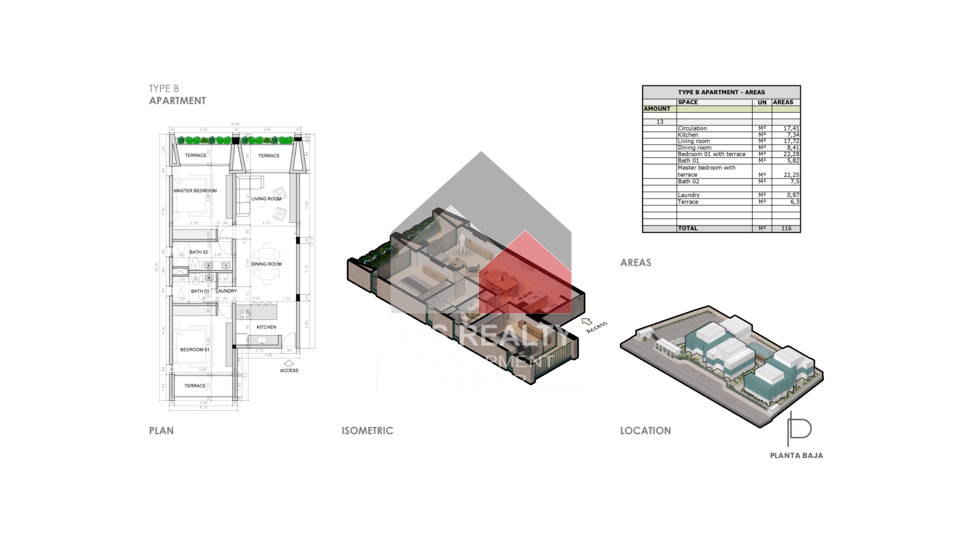 Plan - Type B apartment areas