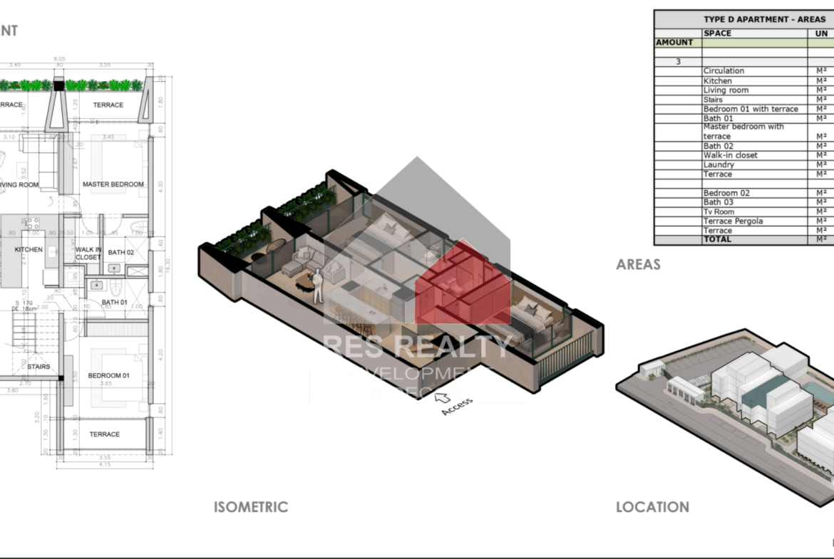 Plan - Type D apartment areas